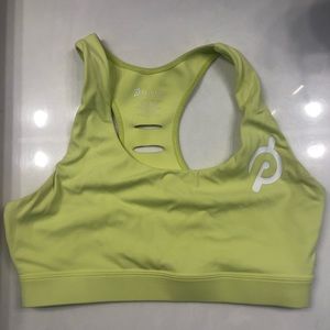Highlighter yellow Peloton sports bra